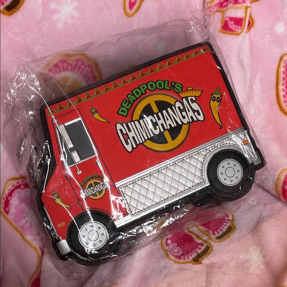 Red Chimichanga Truck Deadpool Loungefly crossbody.